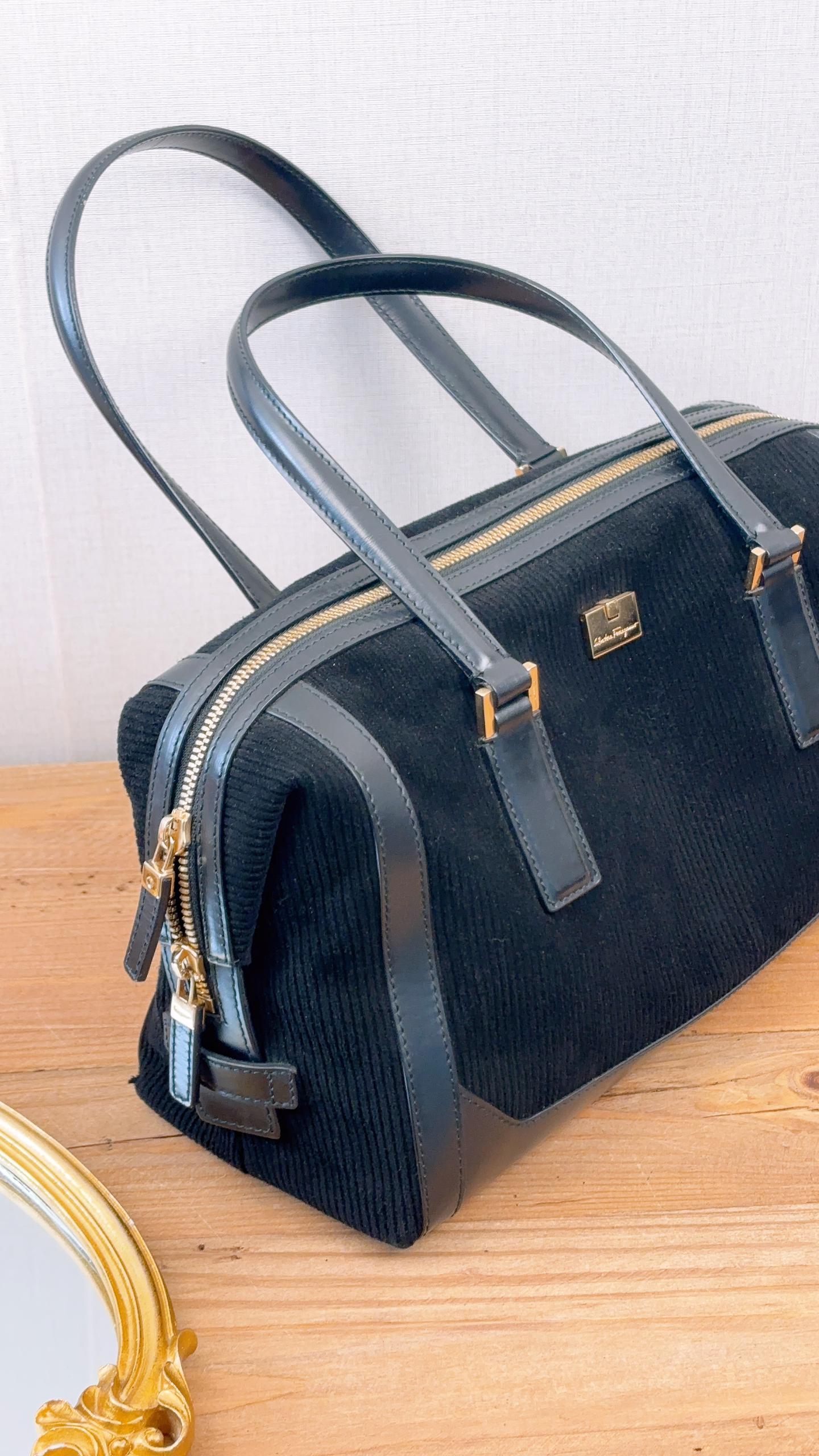 Ferragamo Black Suede SF Shoulder Bag