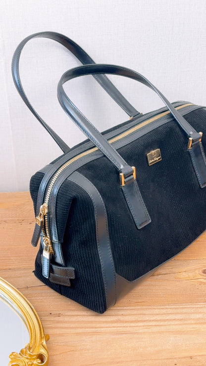 Ferragamo Black Suede SF Shoulder Bag
