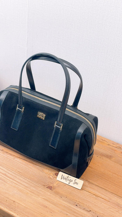 Ferragamo Black Suede SF Shoulder Bag