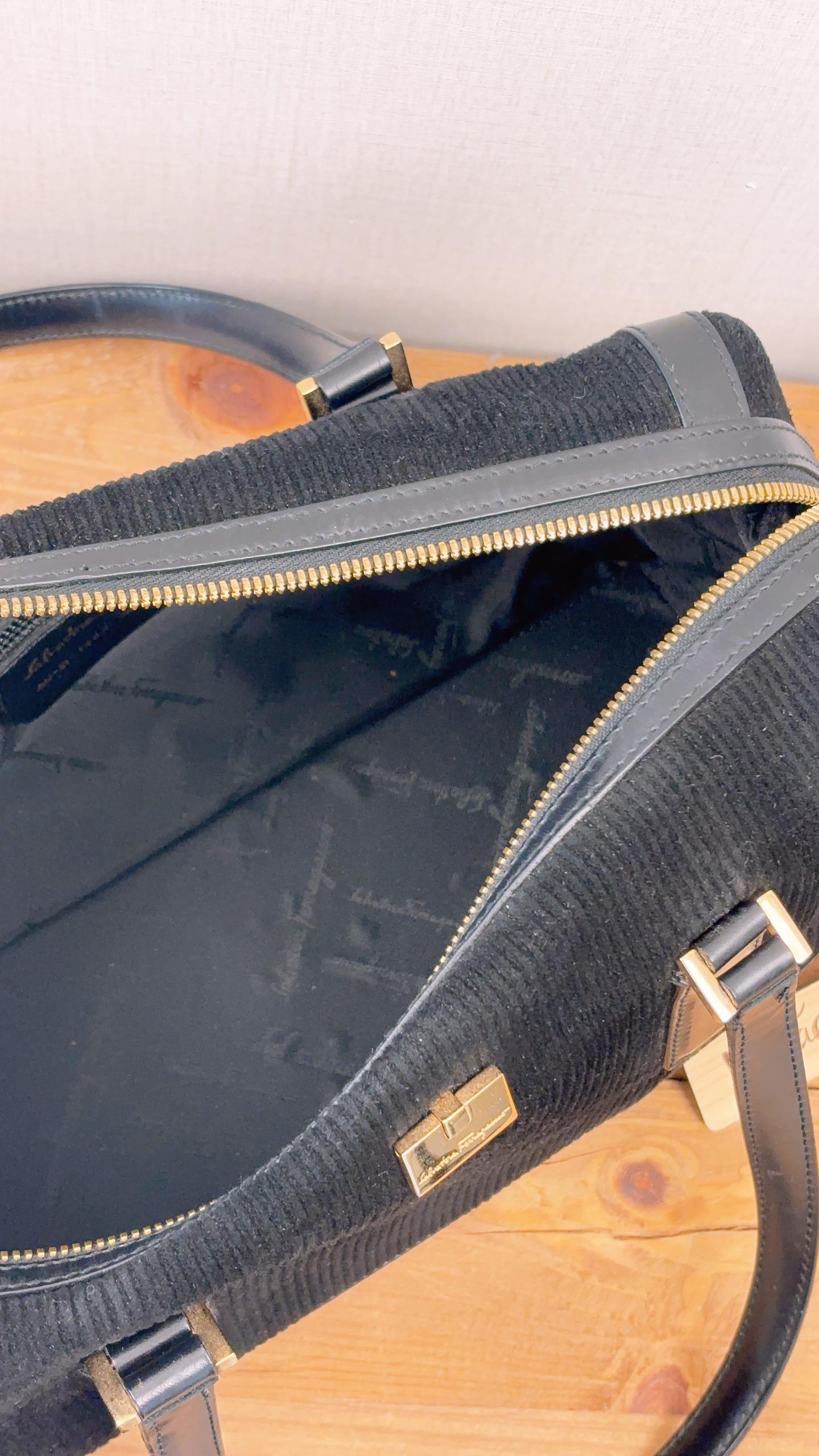 Ferragamo Black Suede SF Shoulder Bag