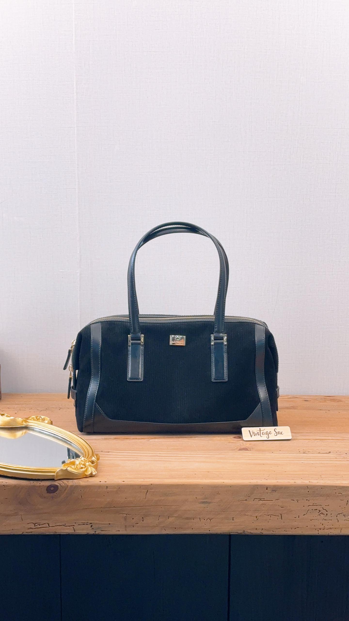 Ferragamo Black Suede SF Shoulder Bag