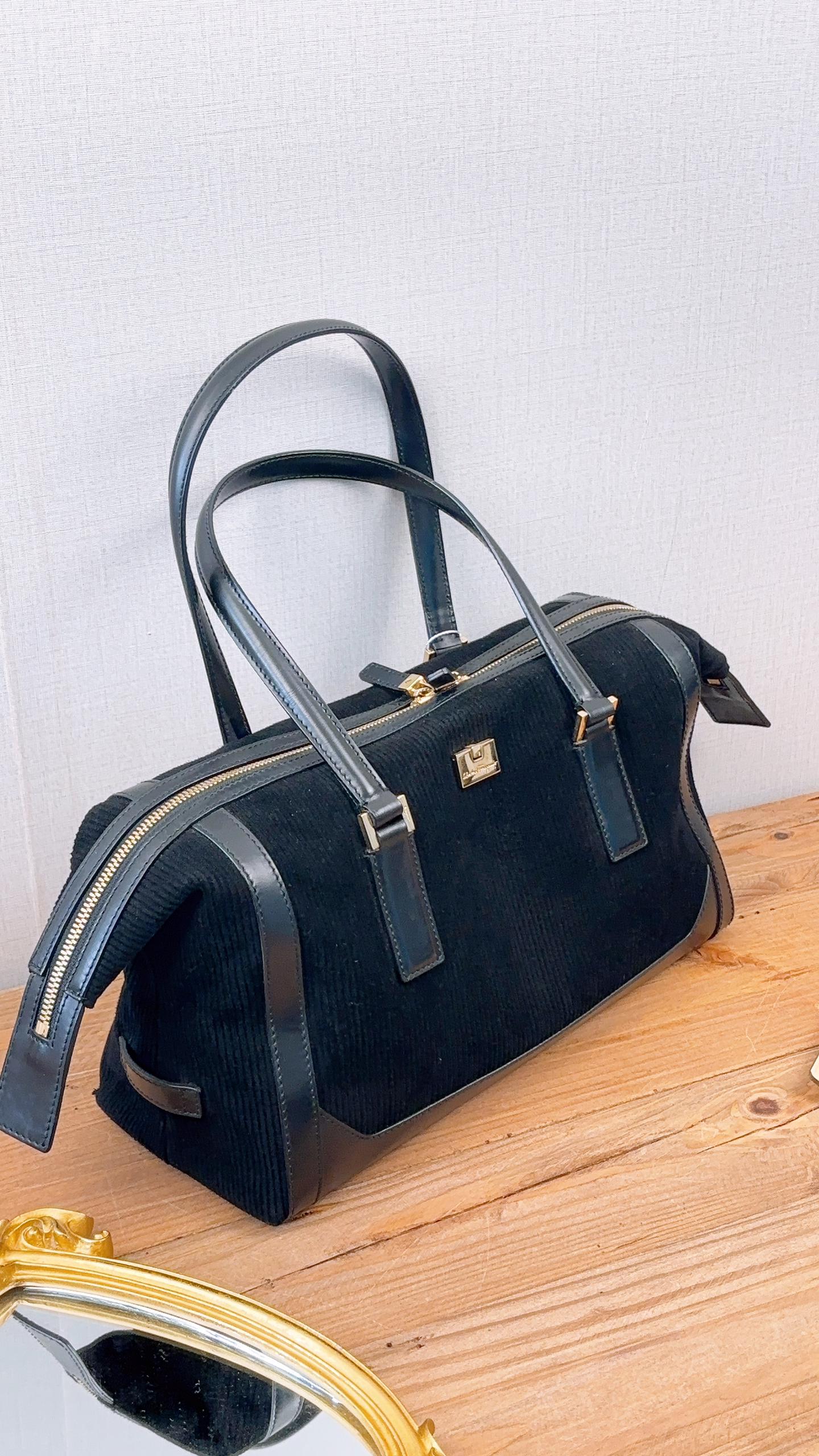 Ferragamo Black Suede SF Shoulder Bag