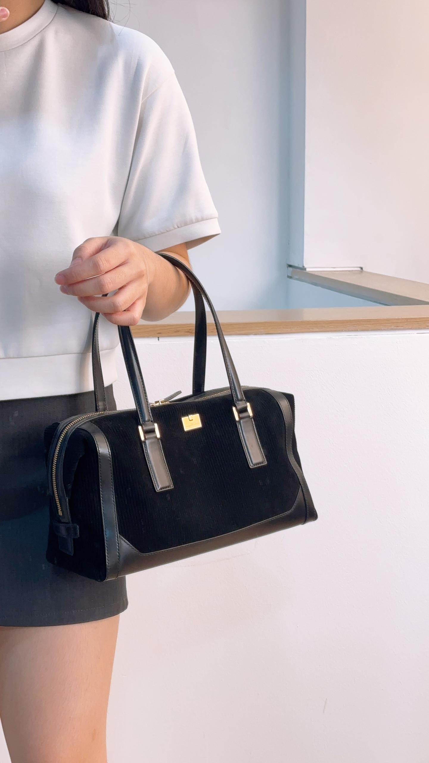 Ferragamo Black Suede SF Shoulder Bag