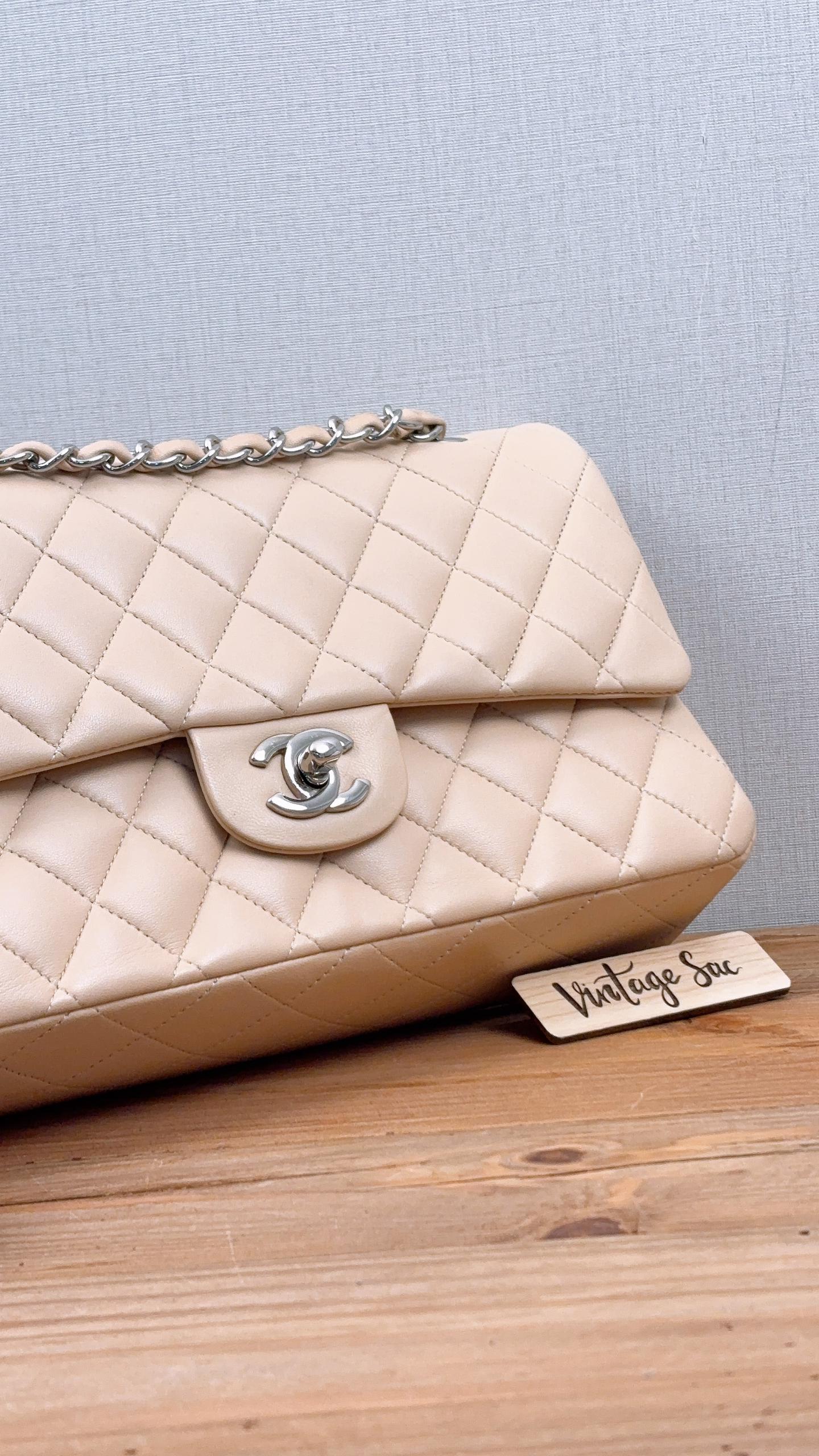 Chanel Beige Lambskin Medium CF (SHW)