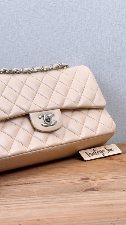 Chanel Beige Lambskin Medium CF (SHW)