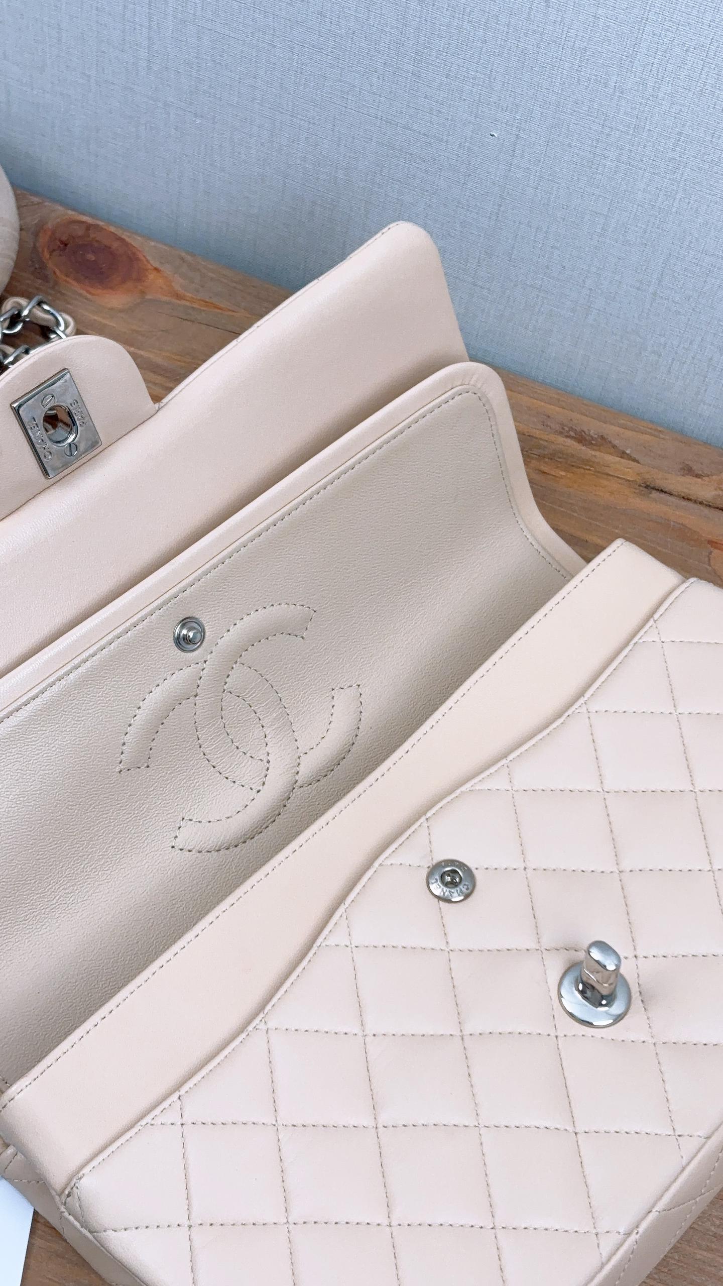 Chanel Beige Lambskin Medium CF (SHW)