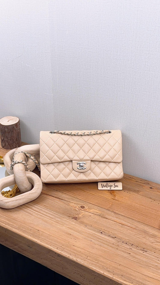 Chanel Beige Lambskin Medium CF (SHW)