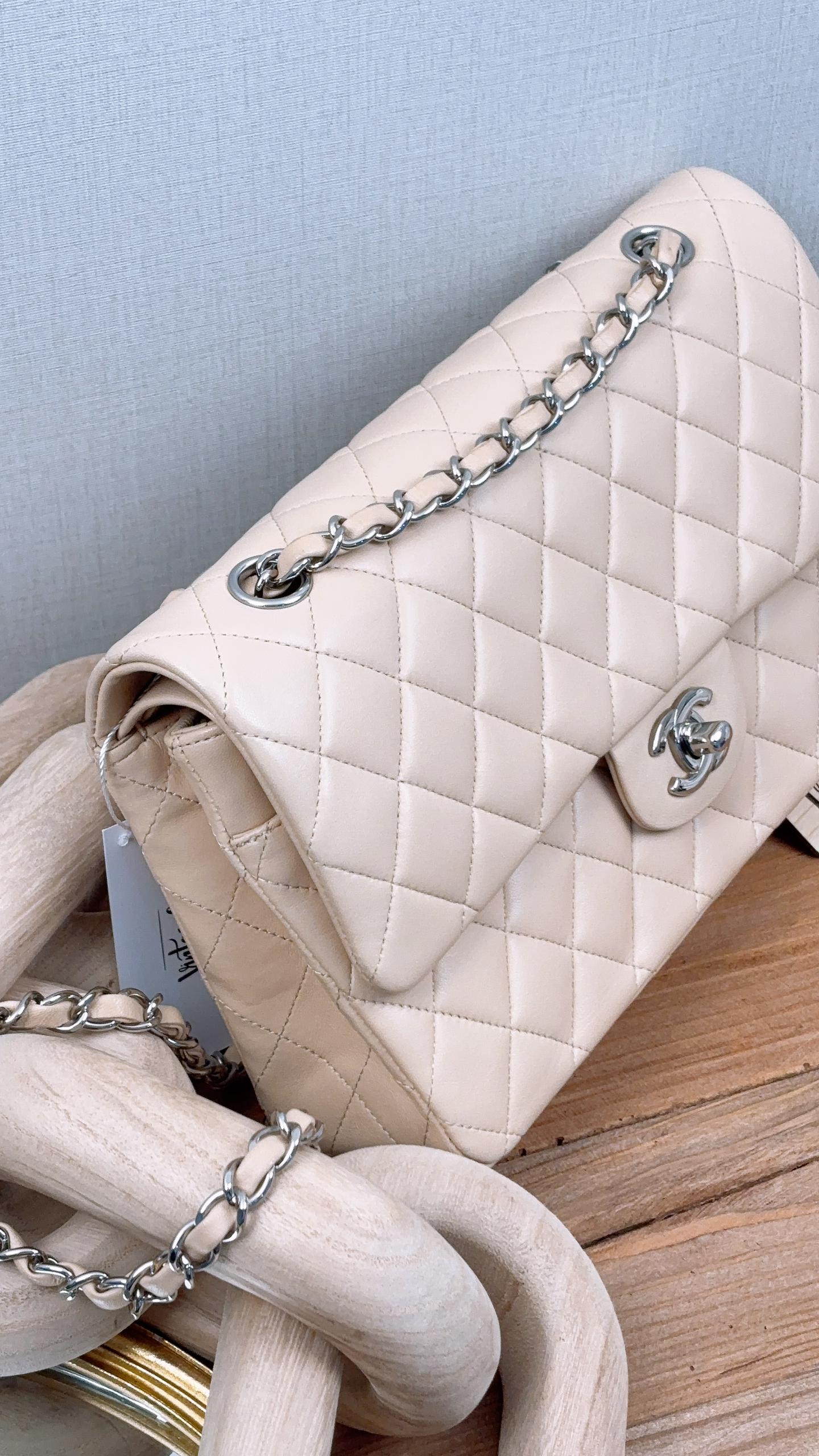 Chanel Beige Lambskin Medium CF (SHW)