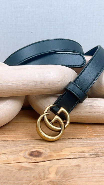 Gucci Black Marmont 20mm Belt (GHW)