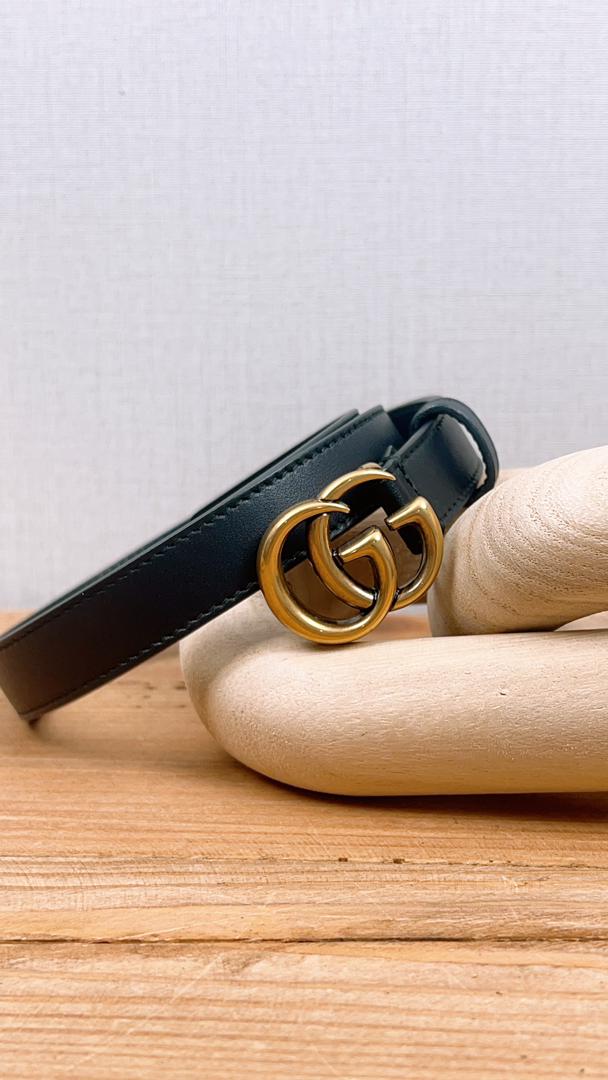 Gucci Black Marmont 20mm Belt (GHW)