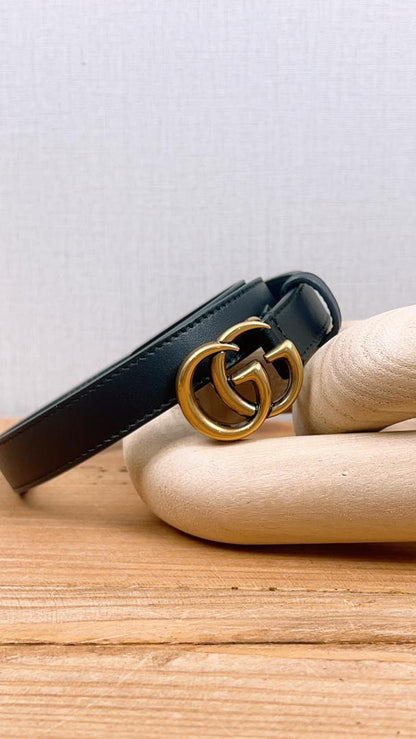 Gucci Black Marmont 20mm Belt (GHW)
