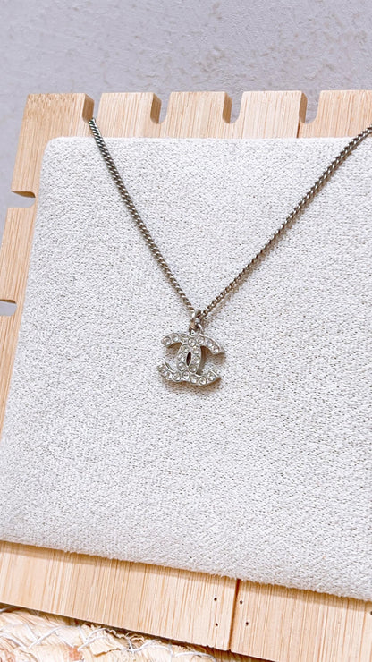 Chanel Silver CC Diamanté Necklace