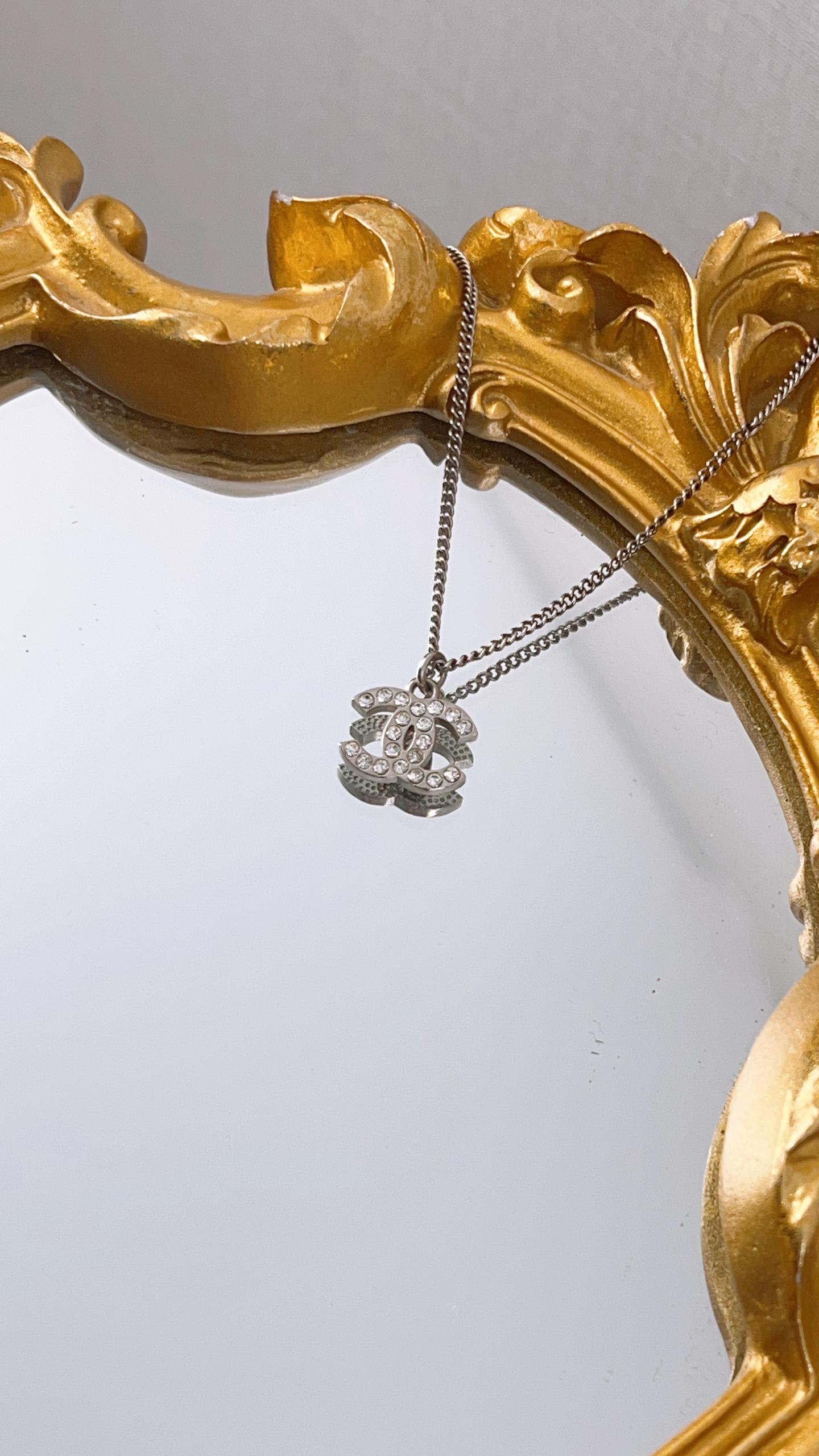 Chanel Silver CC Diamanté Necklace