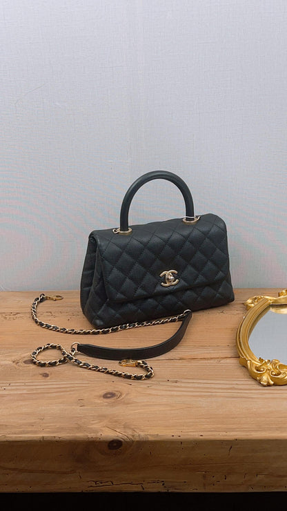 Chanel Black Caviar Small Coco Handle (GHW)