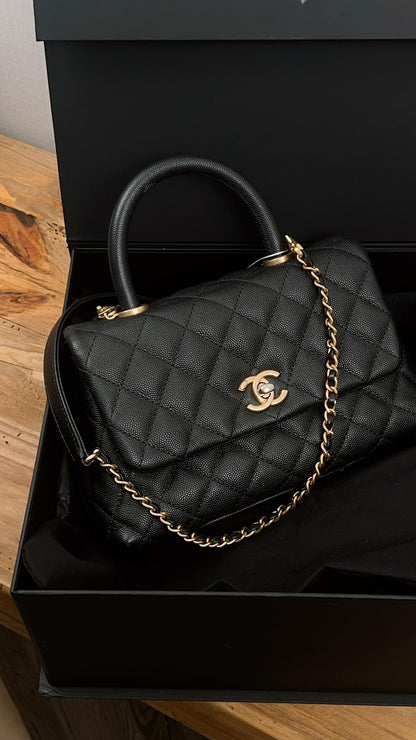 Chanel Black Caviar Small Coco Handle (GHW)