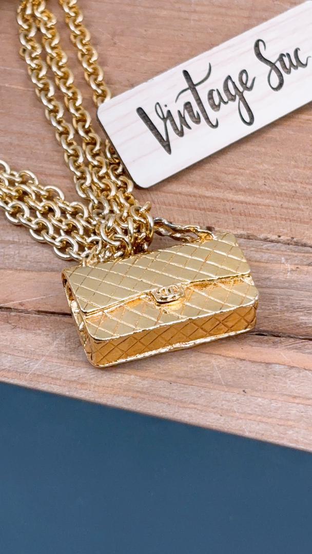 Gold Vintage Classic Flap Charm Layered Necklace