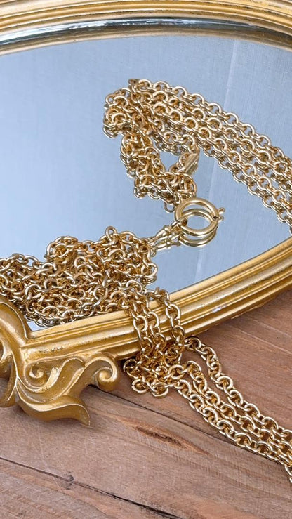 Gold Vintage Classic Flap Charm Layered Necklace