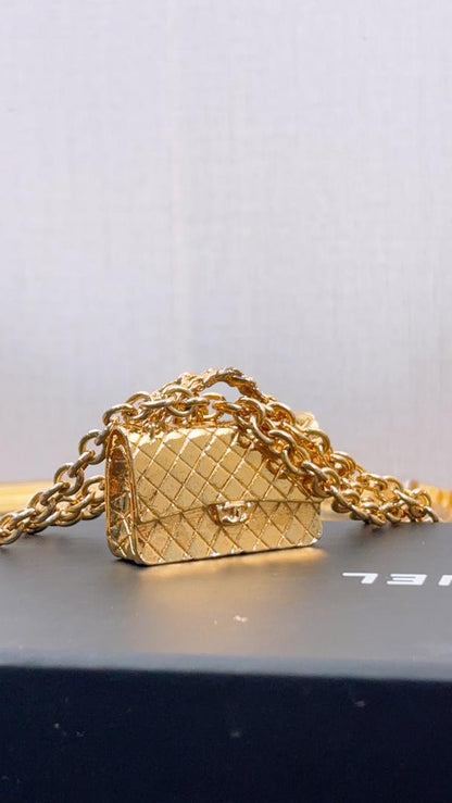 Gold Vintage Classic Flap Charm Layered Necklace