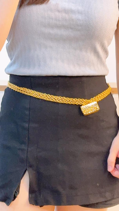 Gold Vintage Classic Flap Charm Layered Necklace
