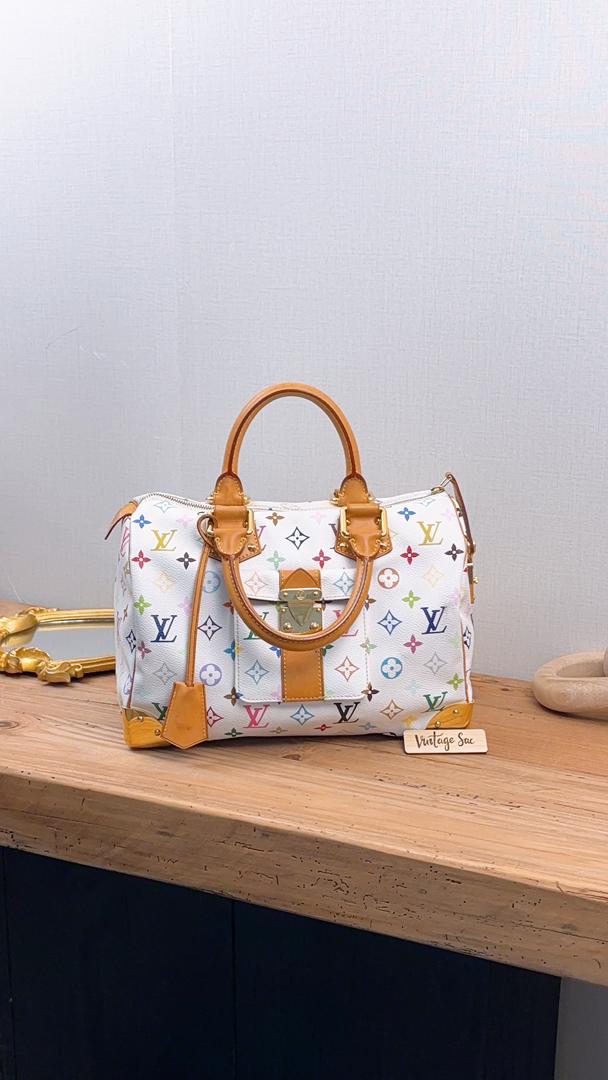 LV White Multicolour Speedy 30
