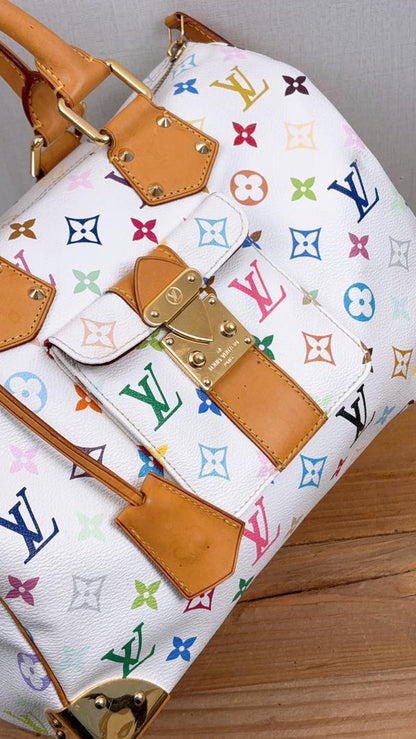 LV White Multicolour Speedy 30