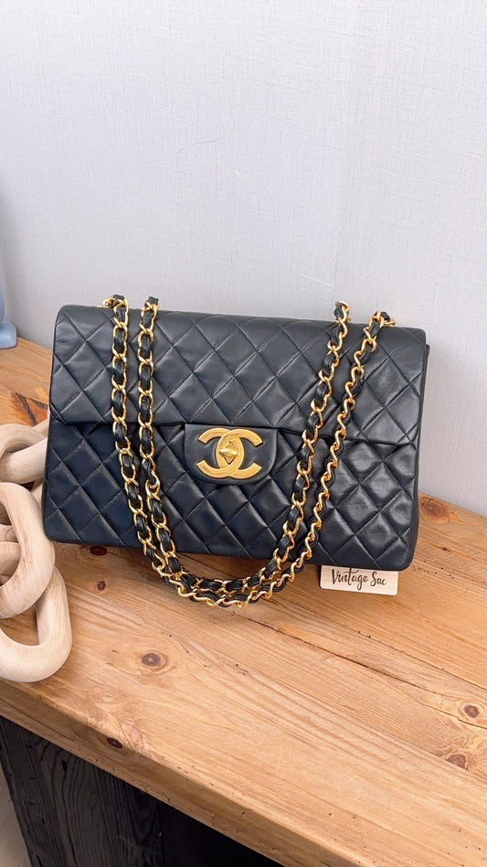 Chanel Black Lambskin Vintage Large CC Maxi Flap (GHW)