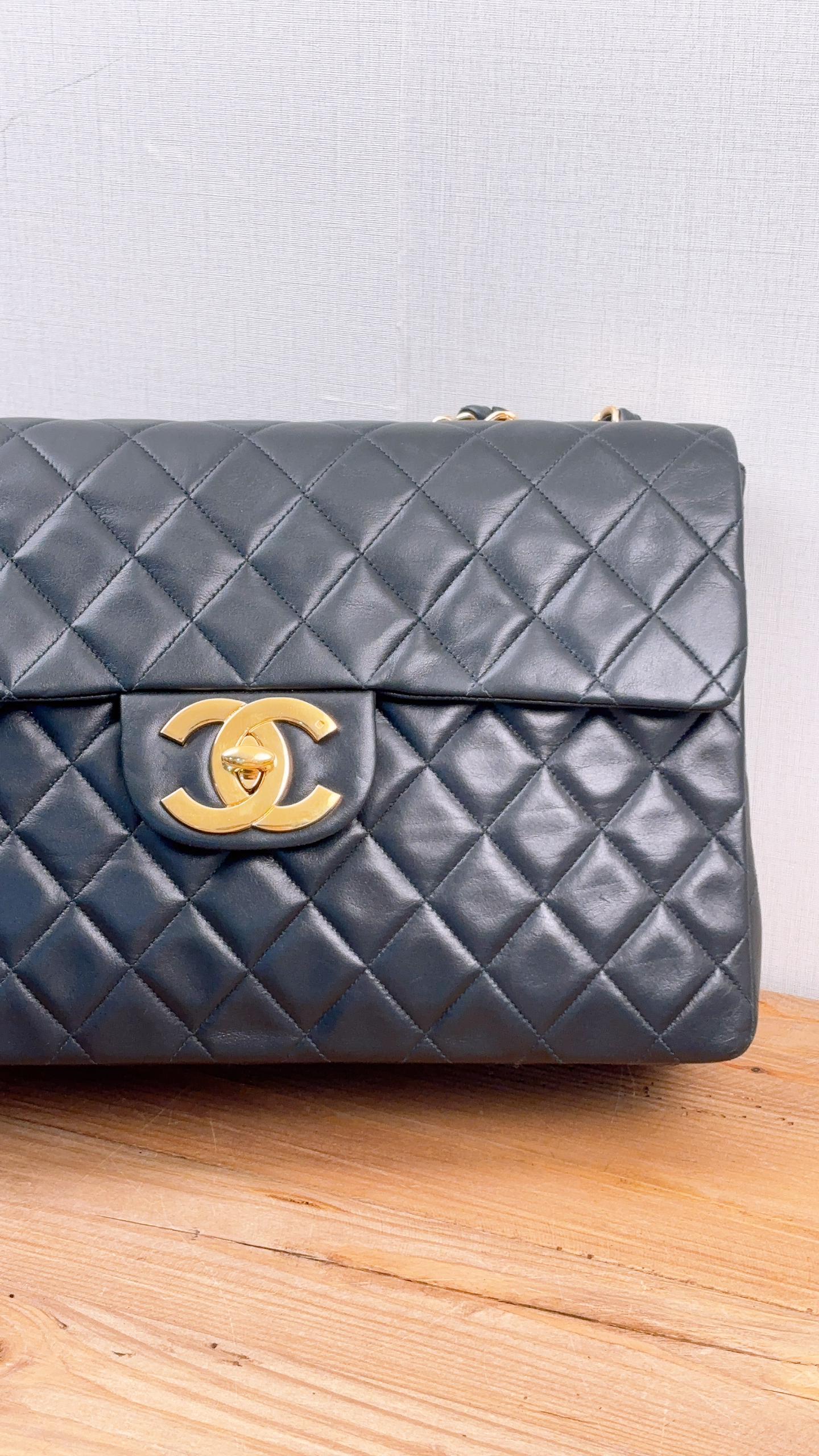 Chanel Black Lambskin Vintage Large CC Maxi Flap (GHW)