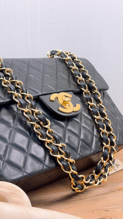 Chanel Black Lambskin Vintage Large CC Maxi Flap (GHW)