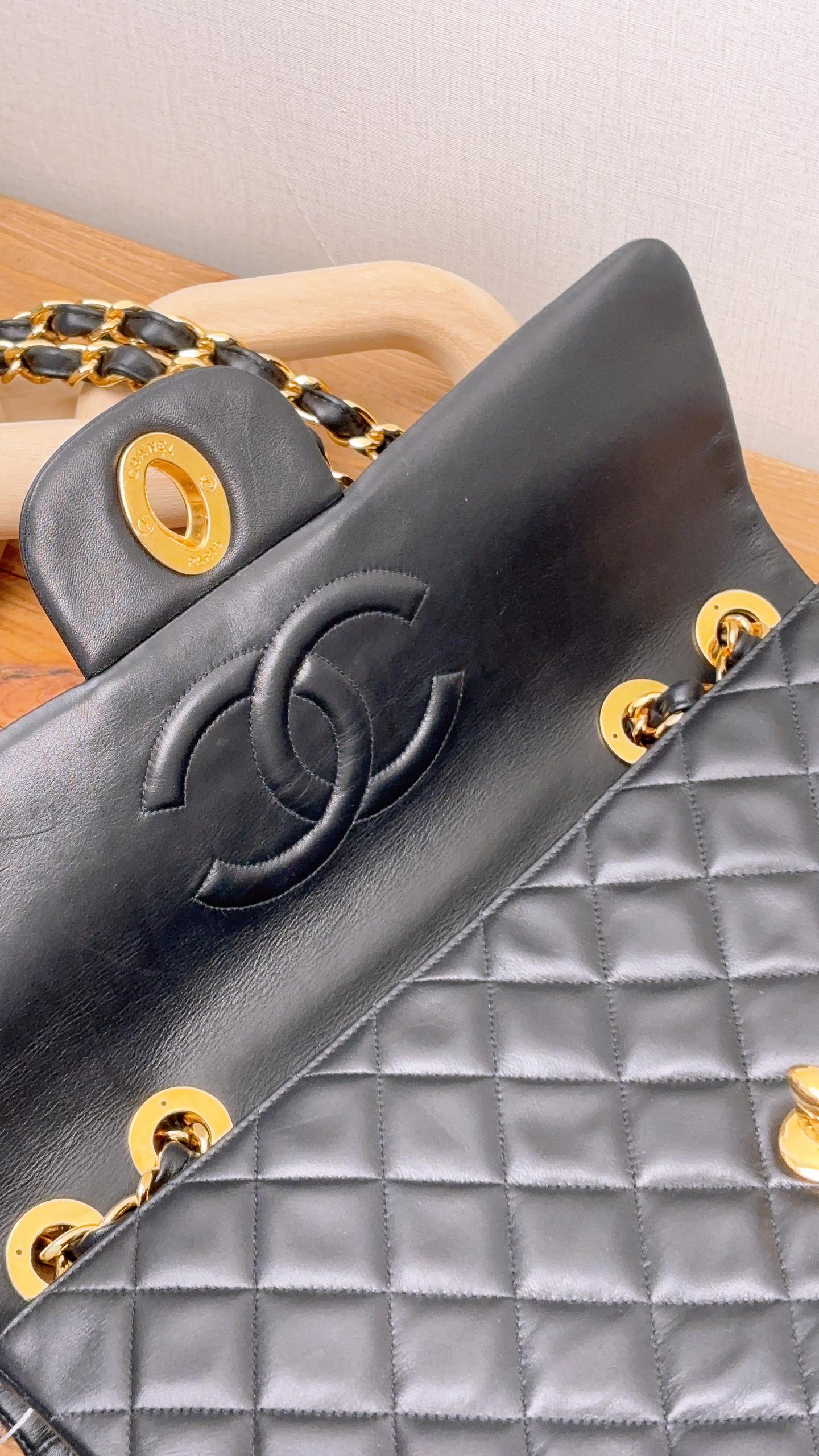 Chanel Black Lambskin Vintage Large CC Maxi Flap (GHW)