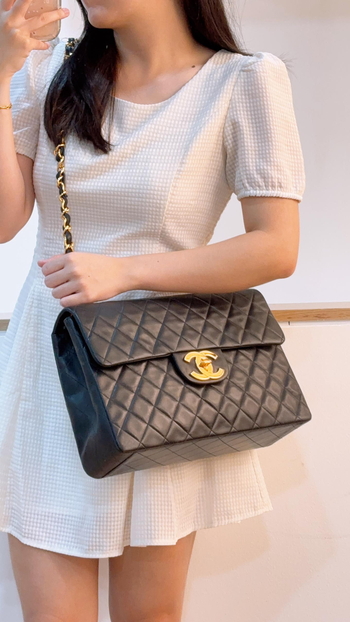 Chanel Black Lambskin Vintage Large CC Maxi Flap (GHW)