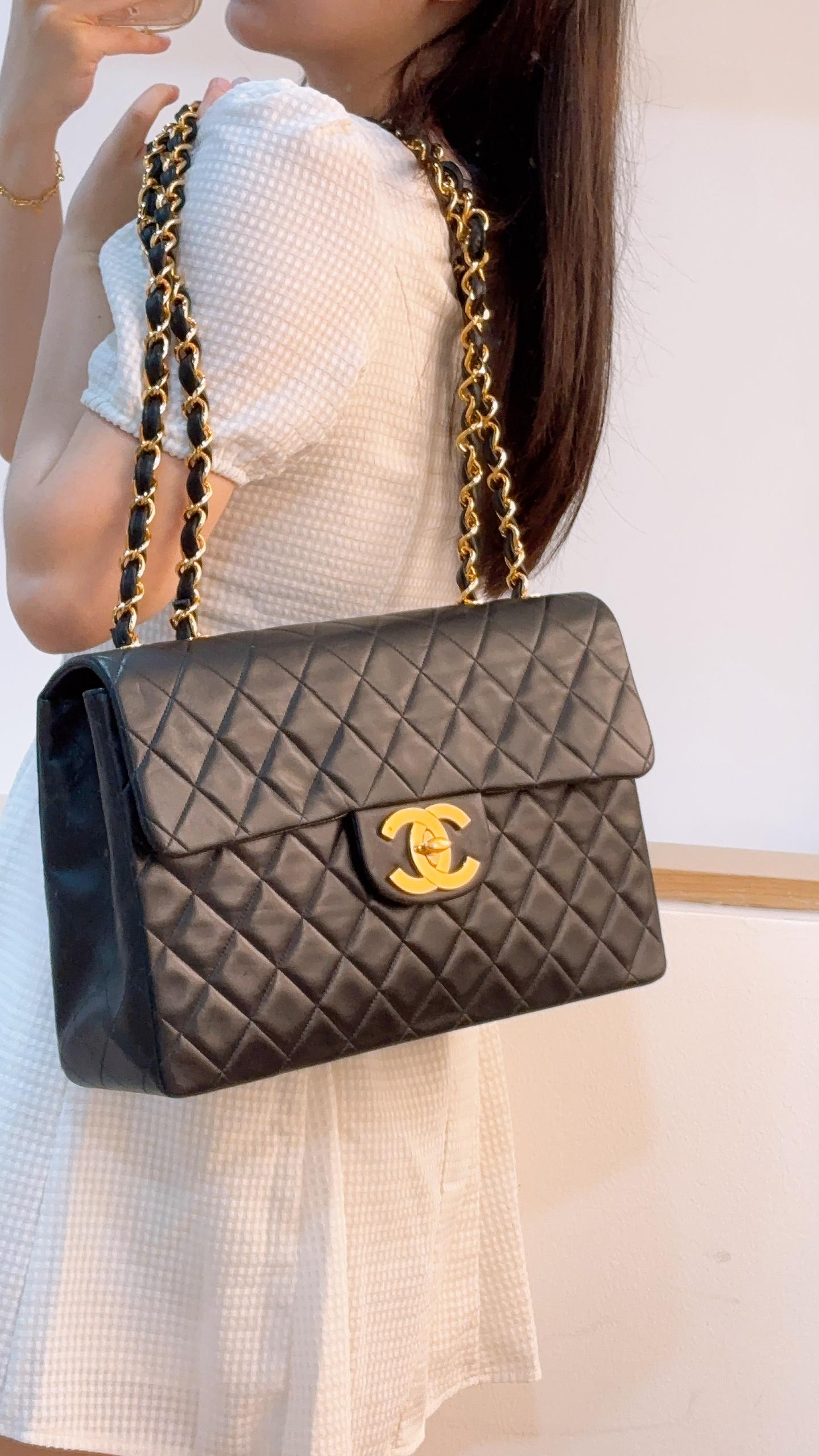 Chanel Black Lambskin Vintage Large CC Maxi Flap (GHW)