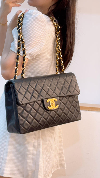 Chanel Black Lambskin Vintage Large CC Maxi Flap (GHW)