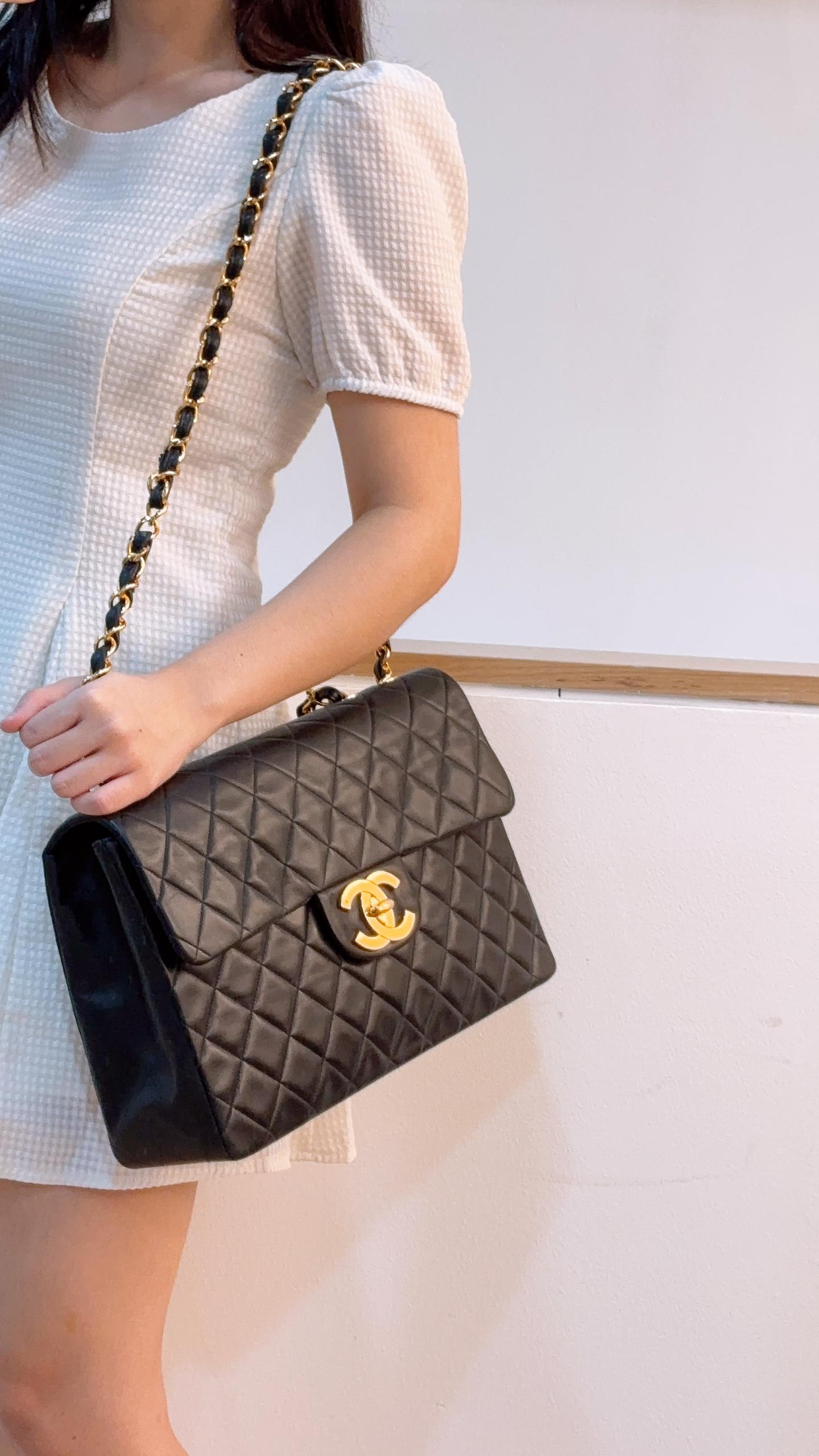 Chanel Black Lambskin Vintage Large CC Maxi Flap (GHW)