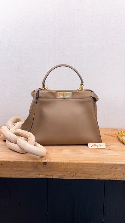 Fendi Brown Calfskin Medium Peekaboo (GHW)