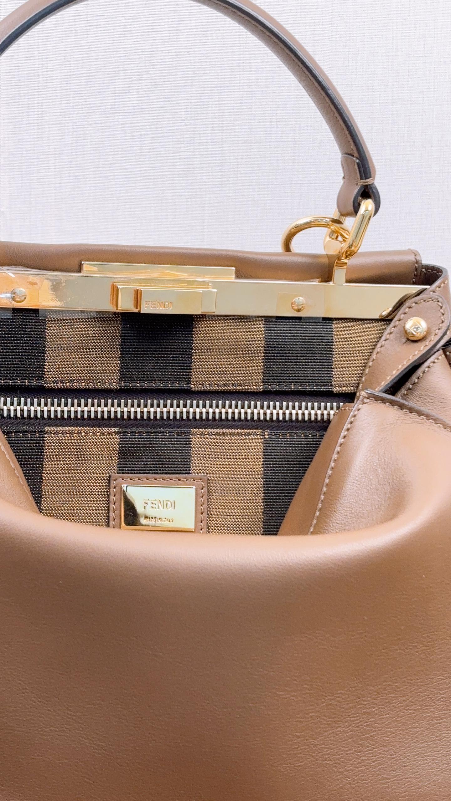 Fendi Brown Calfskin Medium Peekaboo (GHW)