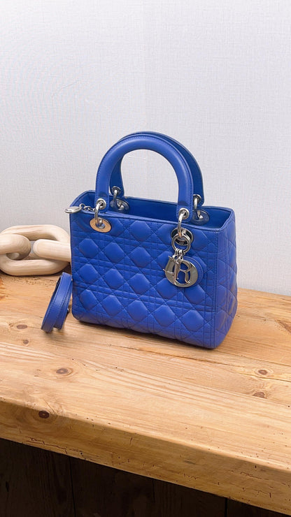Dior Medium Lambskin Blue Lady Dior Quilted Bag (SHW)