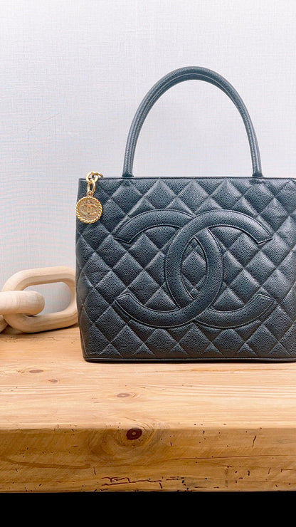 Chanel Black Caviar Medallion Tote (GHW)