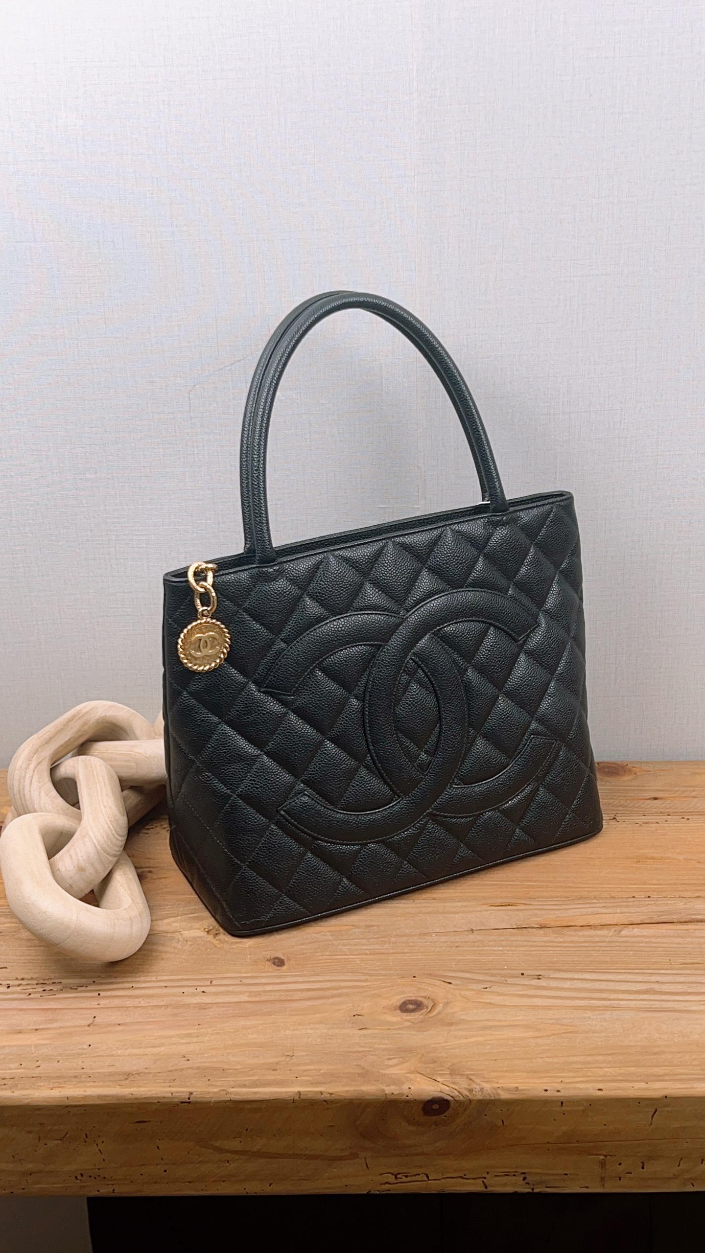 Chanel Black Caviar Medallion Tote (GHW)