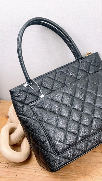 Chanel Black Caviar Medallion Tote (GHW)