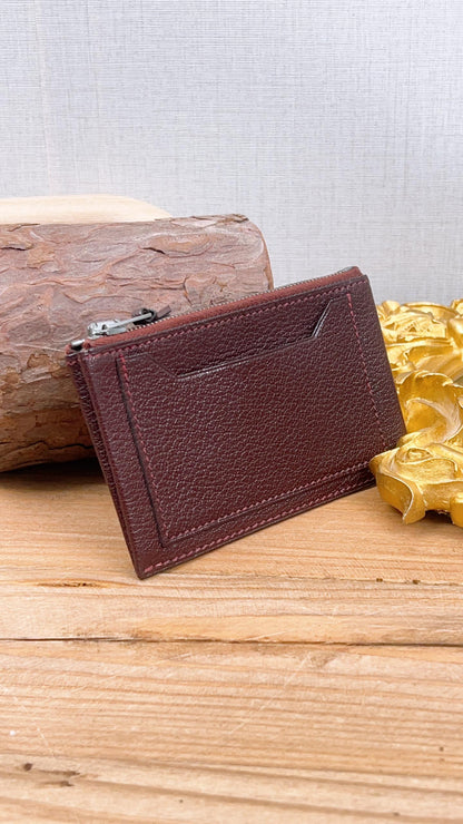 Hermes Bordeaux Zip Card Holder