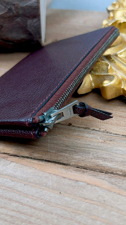 Hermes Bordeaux Zip Card Holder