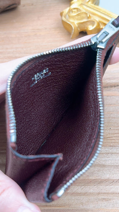 Hermes Bordeaux Zip Card Holder