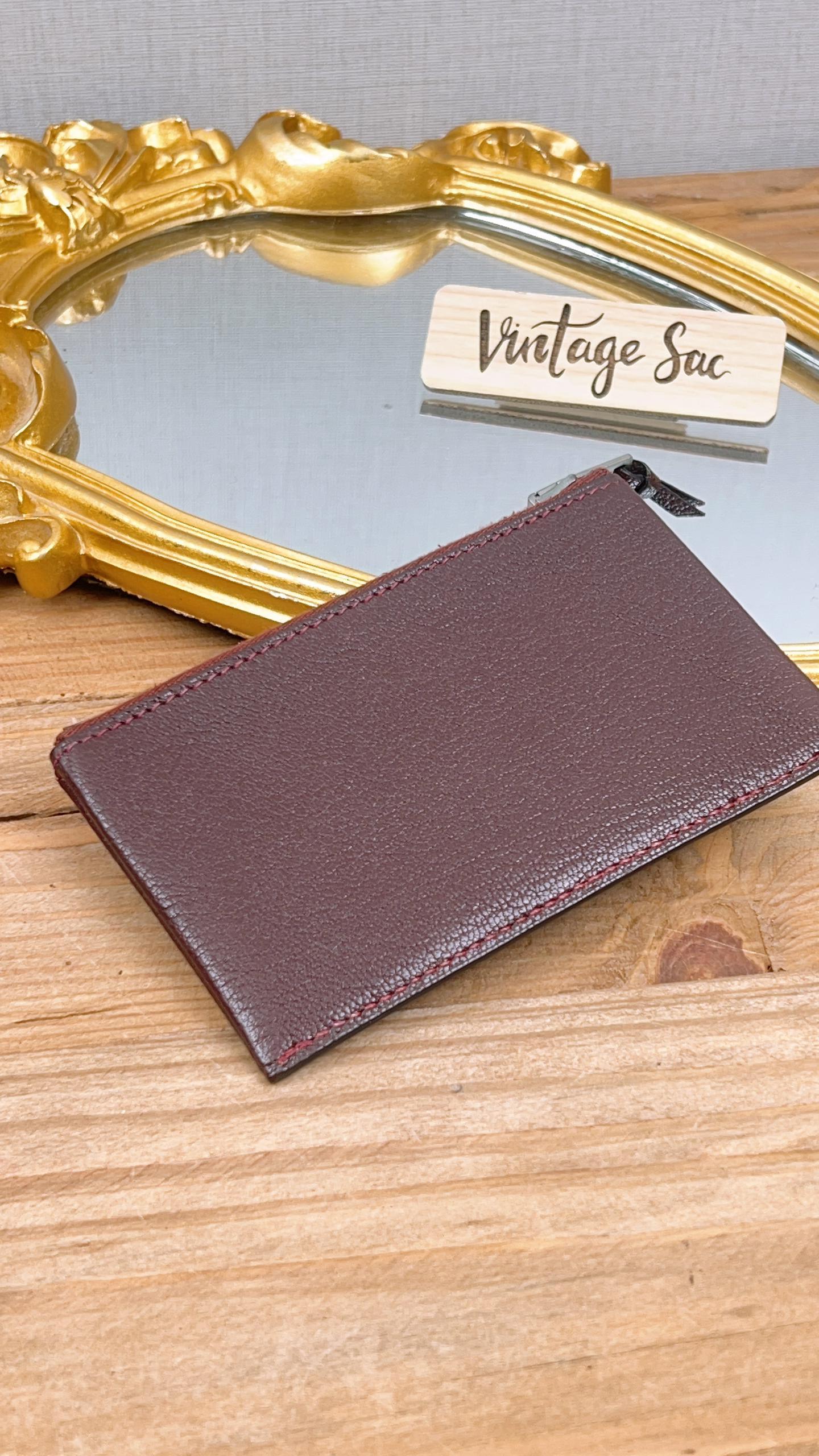 Hermes Bordeaux Zip Card Holder