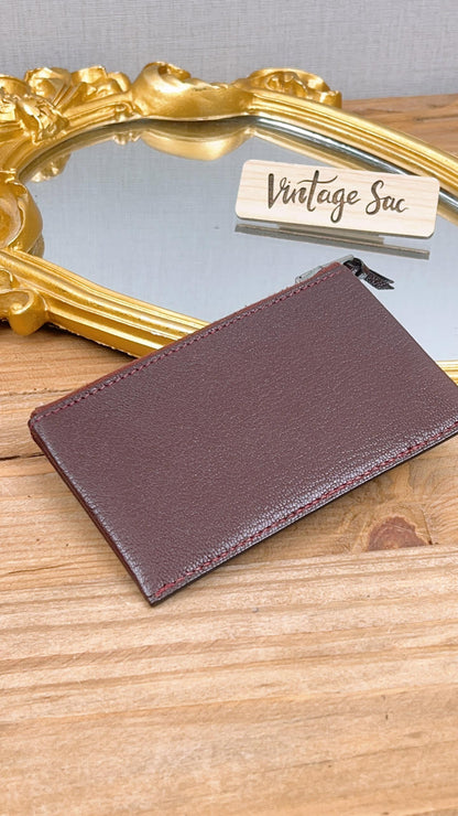 Hermes Bordeaux Zip Card Holder