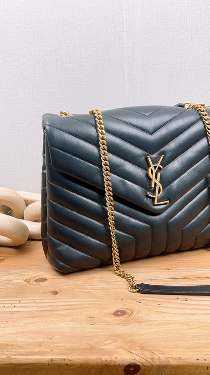 YSL Black Medium Lou Lou Shoulder Bag (GHW)