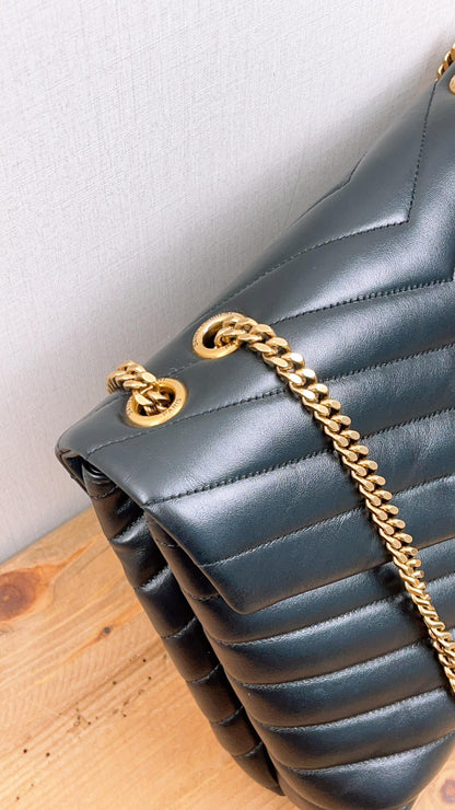 YSL Black Medium Lou Lou Shoulder Bag (GHW)