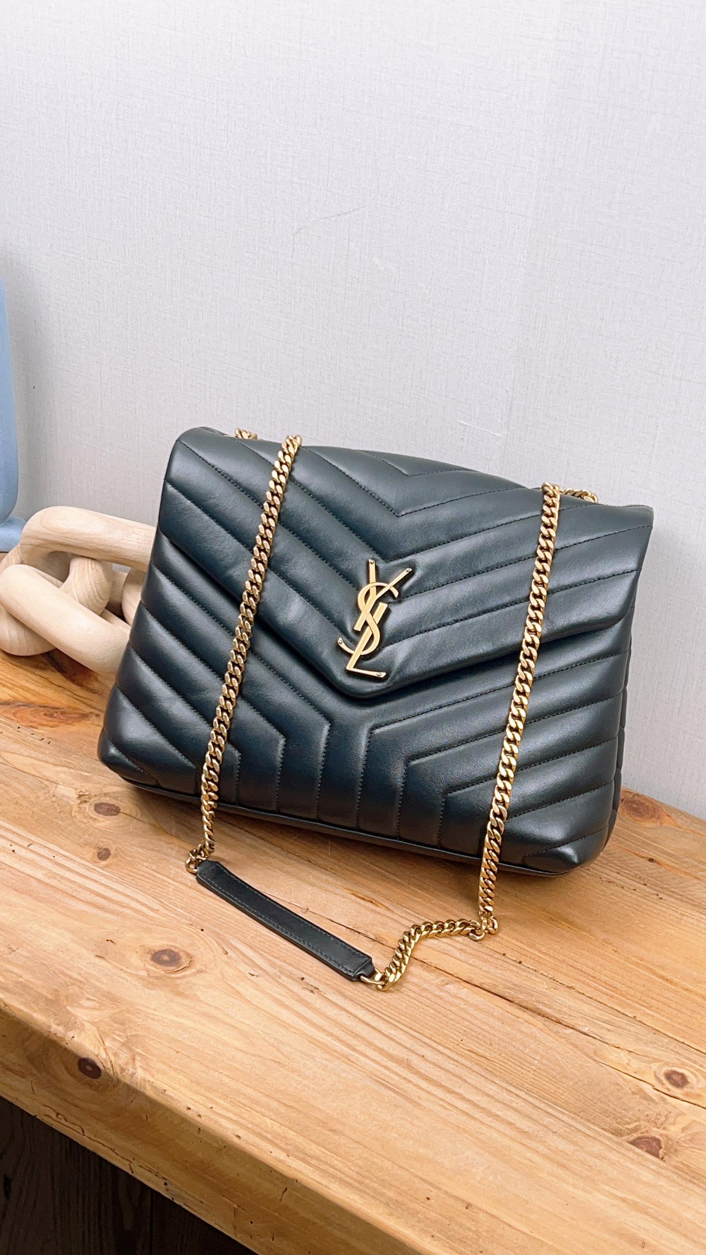 YSL Black Medium Lou Lou Shoulder Bag (GHW)