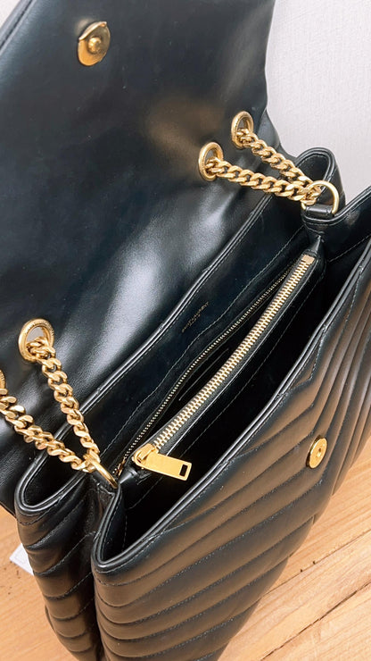 YSL Black Medium Lou Lou Shoulder Bag (GHW)