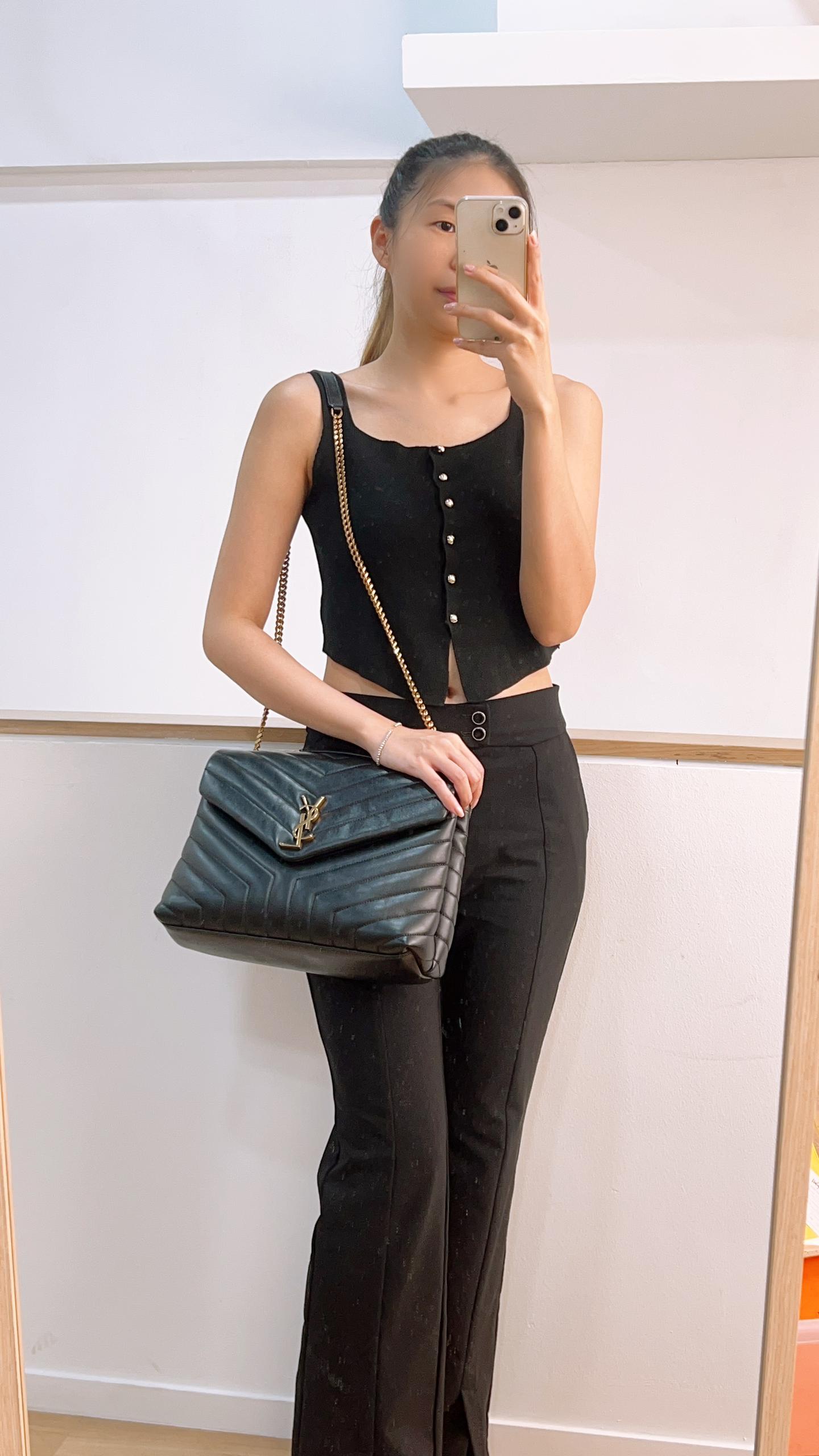 YSL Black Medium Lou Lou Shoulder Bag (GHW)
