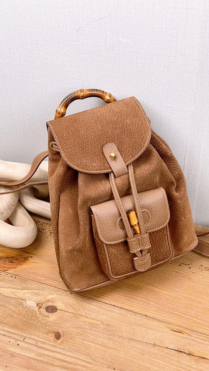 Gucci Brown Bamboo Mini Backpack